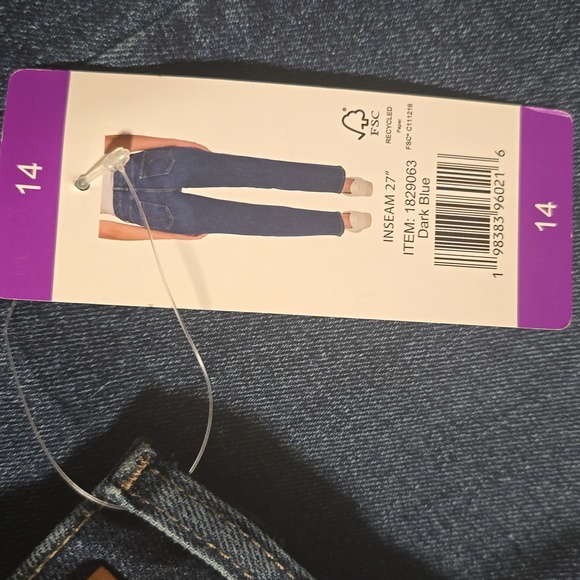 Calvin Klein Women's Size 14 High Rise Straight Leg Dark Blue Jeans - Picture 6 of 7